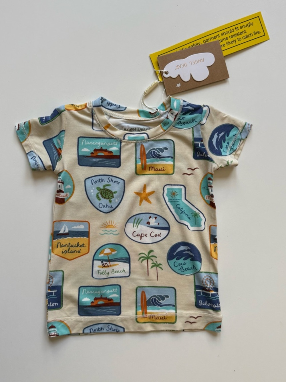 Angel Dear Boys Beach Patches Short Sleeve Loungewear Set - Size 6-12M - Picture 3 of 15